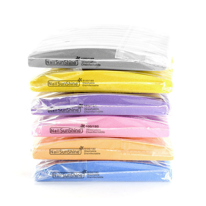 10vnt/stal Halfmoon Dvipusis Nagų dildės buferis 100/180 Poliravimas Šlifavimas Manikiūras Pedikiūras Nagų buferiai Dilelių įrankiai