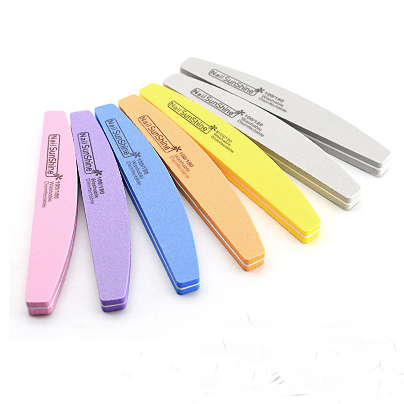 10vnt/stal Halfmoon Dvipusis Nagų dildės buferis 100/180 Poliravimas Šlifavimas Manikiūras Pedikiūras Nagų buferiai Dilelių įrankiai