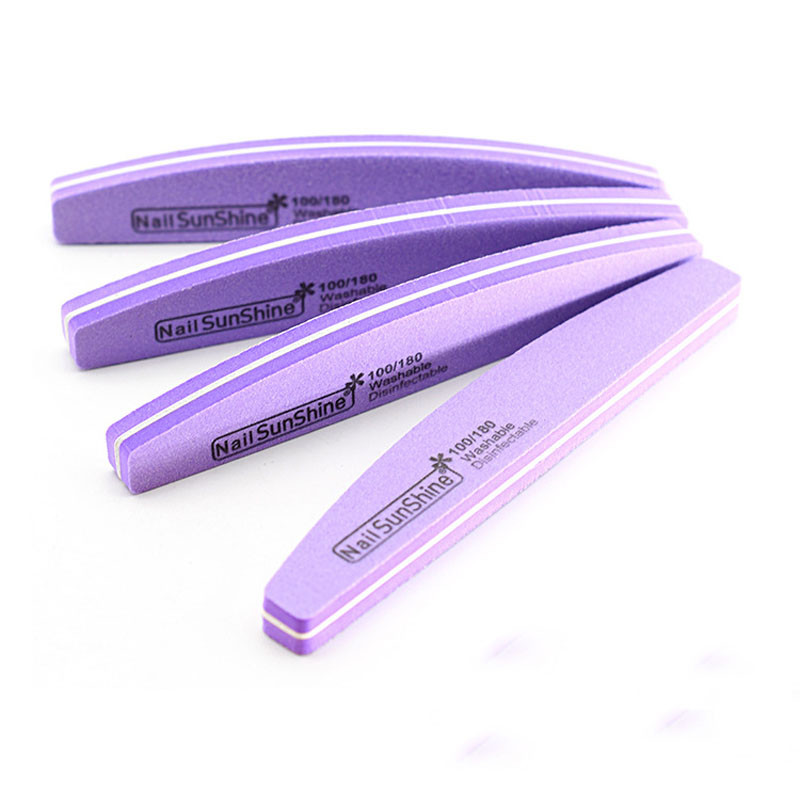 10vnt/stal Halfmoon Dvipusis Nagų dildės buferis 100/180 Poliravimas Šlifavimas Manikiūras Pedikiūras Nagų buferiai Dilelių įrankiai