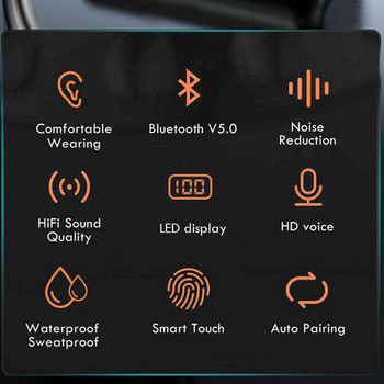 Ακουστικά TWS Ασύρματα ακουστικά Bluetooth V5.0 9D Stereo Sound Sports Αδιάβροχα μπάσα Ακουστικά Ακουστικά μείωσης θορύβου με μικρόφωνο
