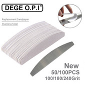 50/100 vnt Pilkos profesionalios nagų dildės 100 180 240 masinės nuimamos pagalvėlės su metaline rankena nerūdijančio plieno storu EVA švitriniu popieriumi