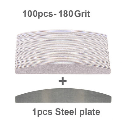 50/100 vnt Pilkos profesionalios nagų dildės 100 180 240 masinės nuimamos pagalvėlės su metaline rankena nerūdijančio plieno storu EVA švitriniu popieriumi