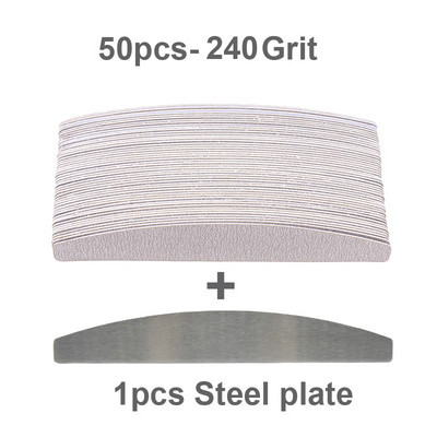 50/100 vnt Pilkos profesionalios nagų dildės 100 180 240 masinės nuimamos pagalvėlės su metaline rankena nerūdijančio plieno storu EVA švitriniu popieriumi