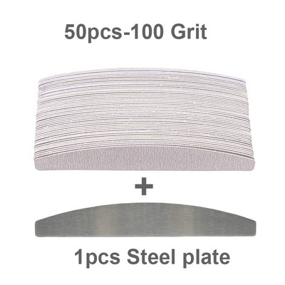 50/100 vnt Pilkos profesionalios nagų dildės 100 180 240 masinės nuimamos pagalvėlės su metaline rankena nerūdijančio plieno storu EVA švitriniu popieriumi