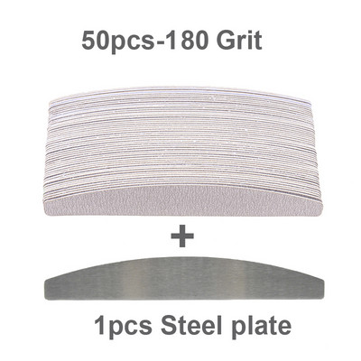 50/100 vnt Pilkos profesionalios nagų dildės 100 180 240 masinės nuimamos pagalvėlės su metaline rankena nerūdijančio plieno storu EVA švitriniu popieriumi