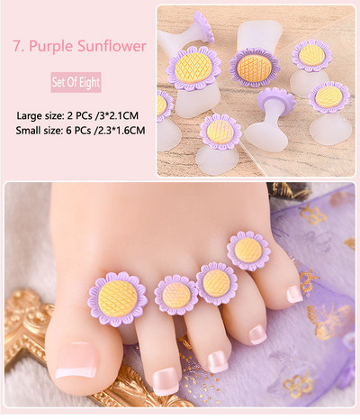 8 vnt. Minkštas silikoninis pirštų atskyriklis gėlių modeliavimas pėdai pirštų skirstytuvas manikiūro pedikiūro nagų dailės priemonė pėdų priežiūros priemonėms