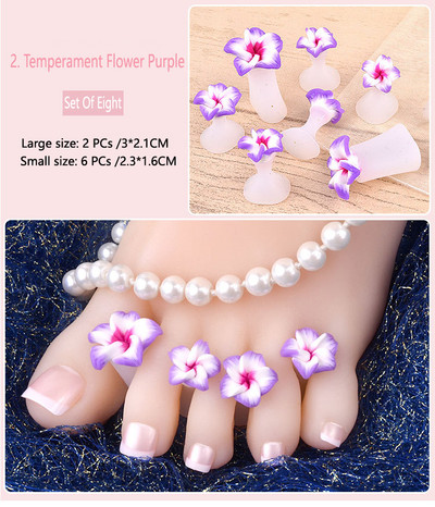 8 vnt. Minkštas silikoninis pirštų atskyriklis gėlių modeliavimas pėdai pirštų skirstytuvas manikiūro pedikiūro nagų dailės priemonė pėdų priežiūros priemonėms