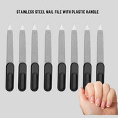 10 PCS/Lot Метална пила за нокти Черна дръжка Силен ръб Двустранна маникюр Заточване Подстригване на ноктите Красота Педикюр Нокти Грижа за краката
