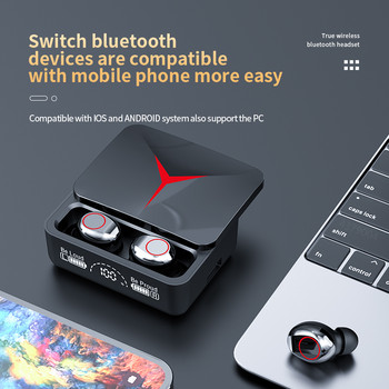 Нови Bluetooth 5.3 безжични TWS слушалки за 2023 г. Водоустойчиви шумопотискащи слушалки за игри с LED екран HiFi музикални спортни слушалки