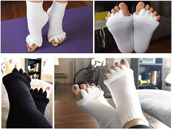 Йога Спорт Фитнес зала Разделителни чорапи с пет пръста Подравняване Болка Здраве Масажни чорапи, Предотвратяване на крампи на краката, Един чифт