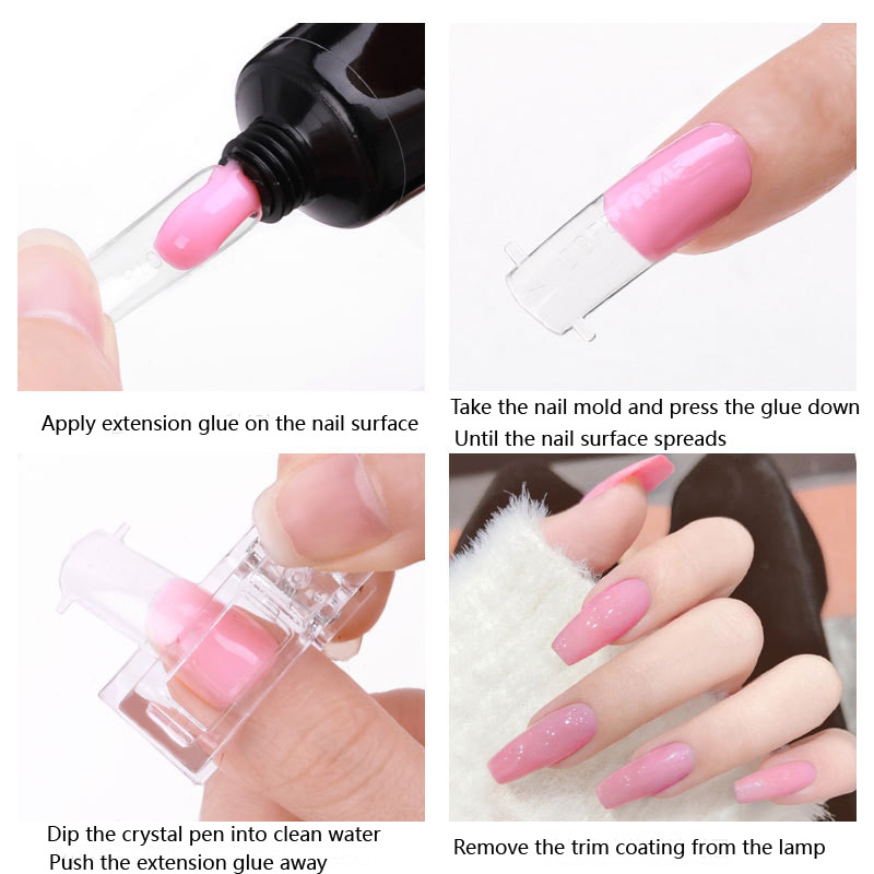 5 tk maniküüri plastist pikendusklambriga küüneotsad, kiirehituspolüst UV-vormimisgeeli abiline isetegemise tööriist