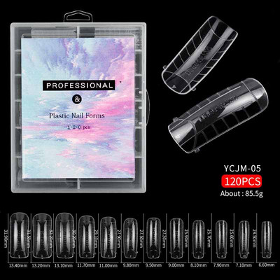 120 vnt./dėžutė Nail Art UV Extend Gelinis nagų priauginimo įrankis Greitai pastatomas nagų formavimo antgaliai Nagų dviejų formų pirštų priauginimas