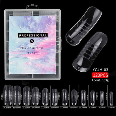 120 vnt./dėžutė Nail Art UV Extend Gelinis nagų priauginimo įrankis Greitai pastatomas nagų formavimo antgaliai Nagų dviejų formų pirštų priauginimas