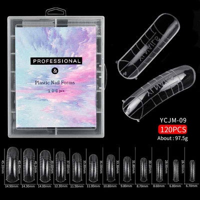 120 vnt./dėžutė Nail Art UV Extend Gelinis nagų priauginimo įrankis Greitai pastatomas nagų formavimo antgaliai Nagų dviejų formų pirštų priauginimas