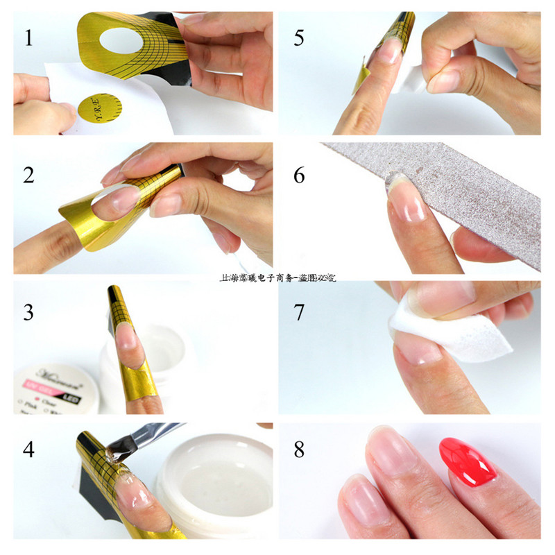 Nauji 50/100/200 Stuks Nail Art Franse Acryl UV Nail Gel Tips Uitbreiding Vorm Gids Diy Nail Gel Krul Vormen manikiūro lipdukai