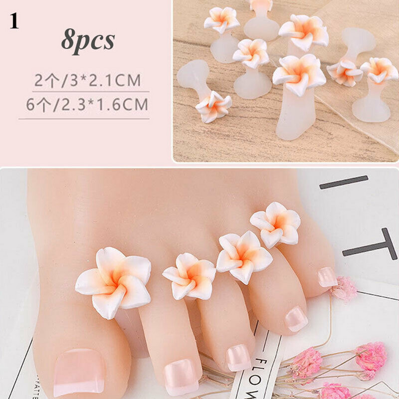 8 komada Nail art Separator za nožne prste Flower Heart Pearl Diamond Silikonski odvajači za nožne prste Silikagel alati za njegu prstiju na prstima