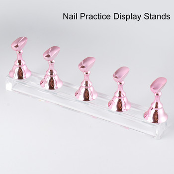 5Pcs Chess Borad Magnetic Nail Tips Practice Display Stand Set Акрилен държач за ноктопластика UV гел лак, показващ рафт за маникюр