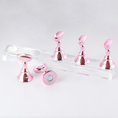 5Pcs Chess Borad Magnetic Nail Tips Practice Display Stand Set Акрилен държач за ноктопластика UV гел лак, показващ рафт за маникюр