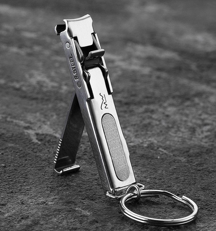 Grizač za nokte od nehrđajućeg čelika, prijenosni s privjeskom za ključeve, profesionalni preklopni trimer za nokte Visokokvalitetni škarica za nokte Alati za nokte