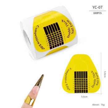 100PCS Форми за нокти Nail Art Френски акрилни UV гел Съвети Стикер за удължаване Builder Form Guide Шаблон Маникюр
