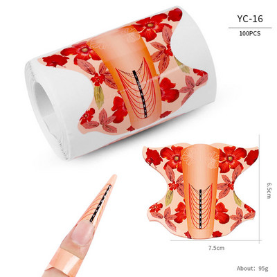 100PCS Obrasci za nokte Nail Art Francuski akrilni UV gel Savjeti Naljepnice za produžetke Vodič za izradu obrazaca Šablone Manikura