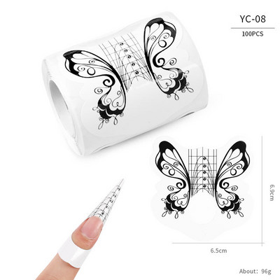 100PCS Obrasci za nokte Nail Art Francuski akrilni UV gel Savjeti Naljepnice za produžetke Vodič za izradu obrazaca Šablone Manikura