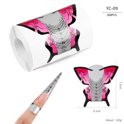 100PCS Obrasci za nokte Nail Art Francuski akrilni UV gel Savjeti Naljepnice za produžetke Vodič za izradu obrazaca Šablone Manikura