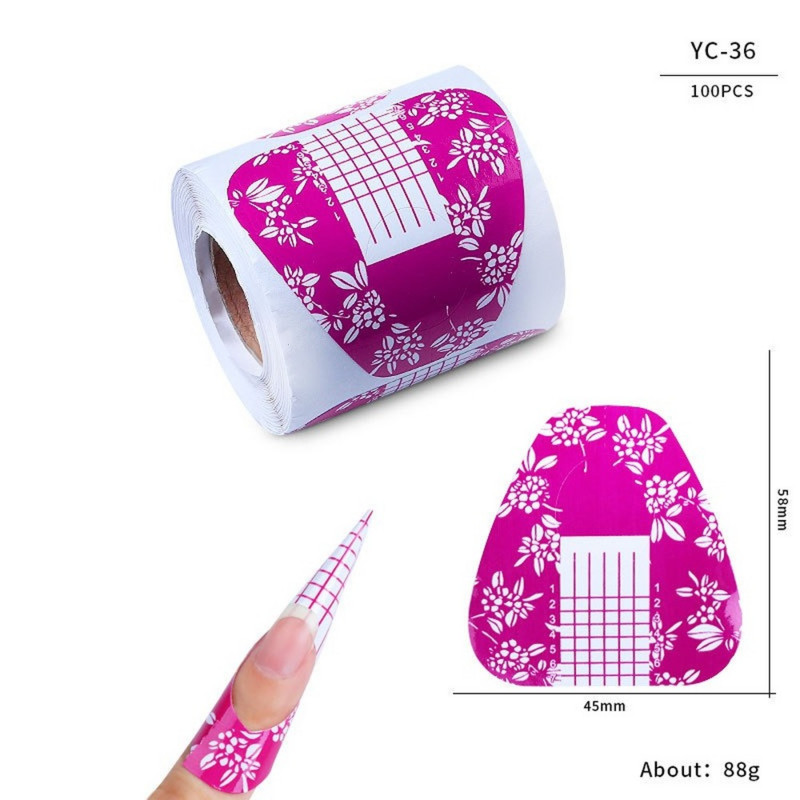 100PCS Obrasci za nokte Nail Art Francuski akrilni UV gel Savjeti Naljepnice za produžetke Vodič za izradu obrazaca Šablone Manikura