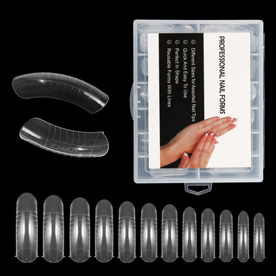 Двойна форма на ноктите False Tips Extension for Poly Nail Gel System UV Acrylic DIY Upper Forms For Nails Mold Nail Decoration Quick