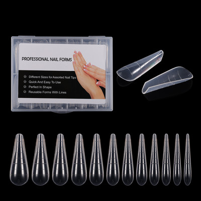 Двойна форма на ноктите False Tips Extension for Poly Nail Gel System UV Acrylic DIY Upper Forms For Nails Mold Nail Decoration Quick