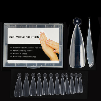 Двойна форма на ноктите False Tips Extension for Poly Nail Gel System UV Acrylic DIY Upper Forms For Nails Mold Nail Decoration Quick