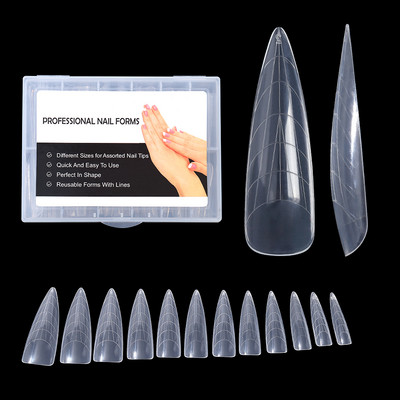 Двойна форма на ноктите False Tips Extension for Poly Nail Gel System UV Acrylic DIY Upper Forms For Nails Mold Nail Decoration Quick