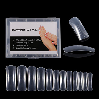 Двойна форма на ноктите False Tips Extension for Poly Nail Gel System UV Acrylic DIY Upper Forms For Nails Mold Nail Decoration Quick