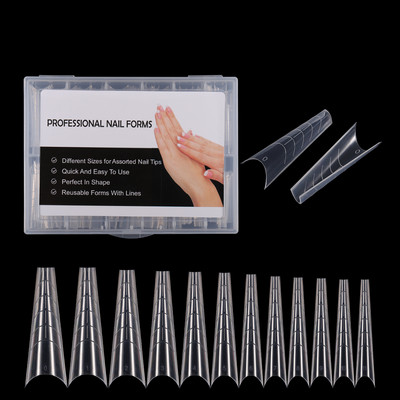 Двойна форма на ноктите False Tips Extension for Poly Nail Gel System UV Acrylic DIY Upper Forms For Nails Mold Nail Decoration Quick