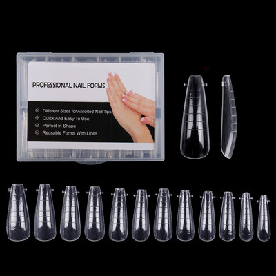 Двойна форма на ноктите False Tips Extension for Poly Nail Gel System UV Acrylic DIY Upper Forms For Nails Mold Nail Decoration Quick