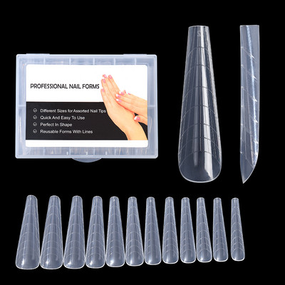 Двойна форма на ноктите False Tips Extension for Poly Nail Gel System UV Acrylic DIY Upper Forms For Nails Mold Nail Decoration Quick