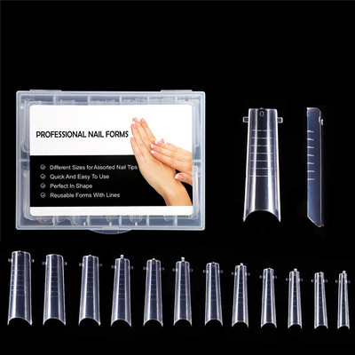 Двойна форма на ноктите False Tips Extension for Poly Nail Gel System UV Acrylic DIY Upper Forms For Nails Mold Nail Decoration Quick