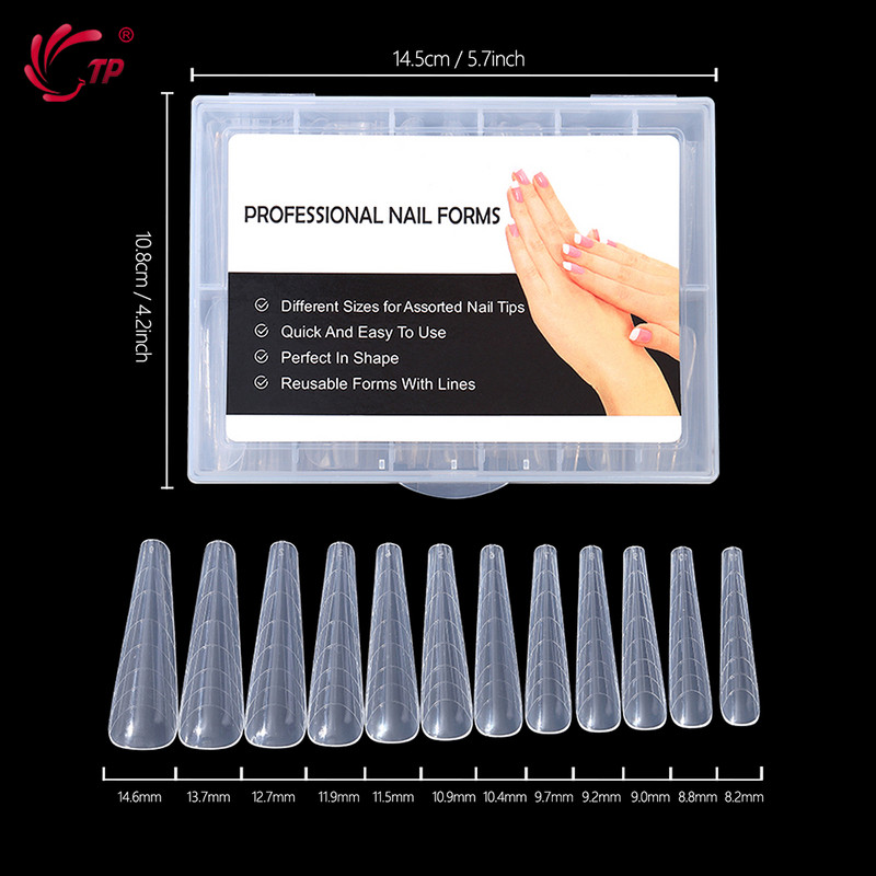 Köröm Kettős Forma Hamis Tippek Hosszabbítás Poly Nail Gel Systemhez UV akril barkács felső formák körmökhöz Forma Körömdíszítés Gyors