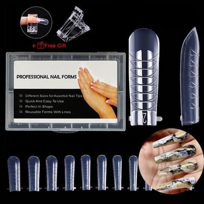 TP 120/5 gab Dual Nail Forms Art Clips Instrumenti UV želejai Quick Building Pagarināšanas Veidlapas Augšējās veidnes nagu Veidnēm
