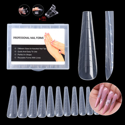 TP 120/5 gab Dual Nail Forms Art Clips Instrumenti UV želejai Quick Building Pagarināšanas Veidlapas Augšējās veidnes nagu Veidnēm