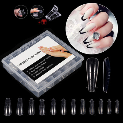 TP 120/5 gab Dual Nail Forms Art Clips Instrumenti UV želejai Quick Building Pagarināšanas Veidlapas Augšējās veidnes nagu Veidnēm
