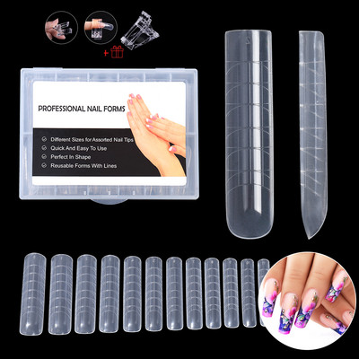 TP 120/5 gab Dual Nail Forms Art Clips Instrumenti UV želejai Quick Building Pagarināšanas Veidlapas Augšējās veidnes nagu Veidnēm