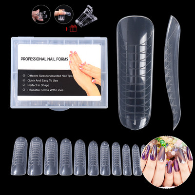 TP 120/5 gab Dual Nail Forms Art Clips Instrumenti UV želejai Quick Building Pagarināšanas Veidlapas Augšējās veidnes nagu Veidnēm