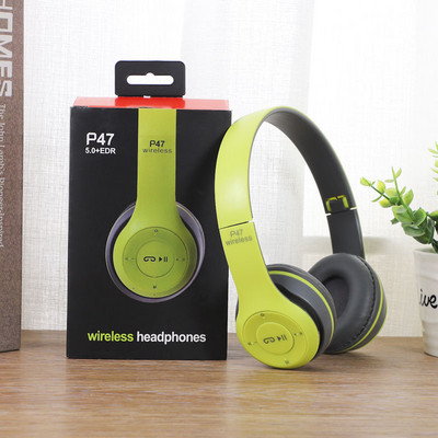 Új P47 vezeték nélküli fejhallgató Bluetooth 5.0 fülhallgató összehajtható basszus sisak támogatás TF-kártya minden telefonhoz PC PS4 mikrofon fejhallgatóval