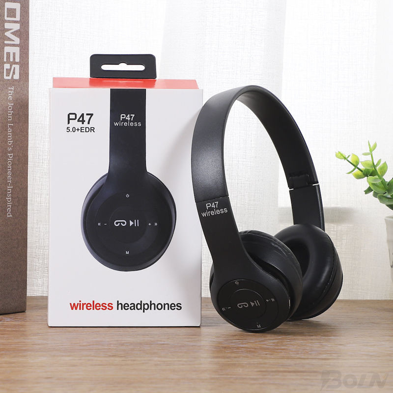 Új P47 vezeték nélküli fejhallgató Bluetooth 5.0 fülhallgató összehajtható basszus sisak támogatás TF-kártya minden telefonhoz PC PS4 mikrofon fejhallgatóval