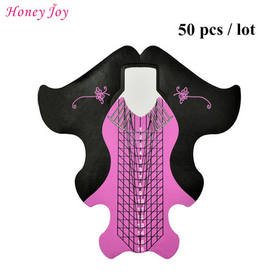 50 бр./100 бр. Pro Square/Rhombus/Stiletto Най-дълга форма за нокти Акрилни нокти UV гел Ръководна форма за удължаване на ноктите Самозалепващ се стикер