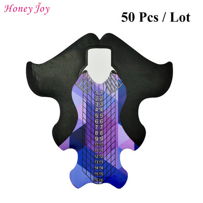 50 бр./100 бр. Pro Square/Rhombus/Stiletto Най-дълга форма за нокти Акрилни нокти UV гел Ръководна форма за удължаване на ноктите Самозалепващ се стикер