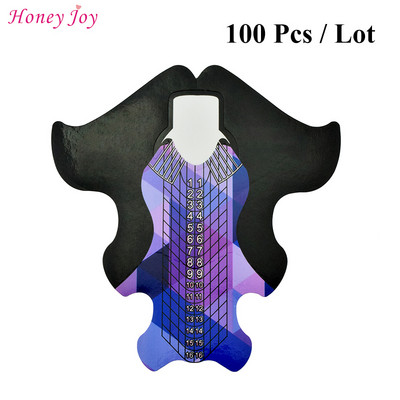 50 бр./100 бр. Pro Square/Rhombus/Stiletto Най-дълга форма за нокти Акрилни нокти UV гел Ръководна форма за удължаване на ноктите Самозалепващ се стикер