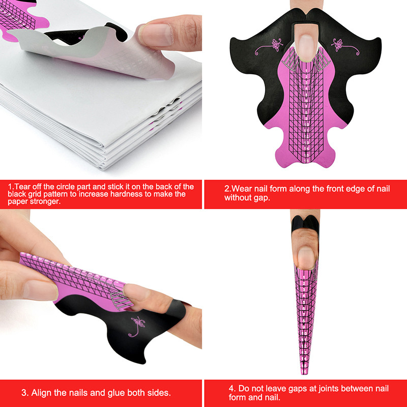 50 бр./100 бр. Pro Square/Rhombus/Stiletto Най-дълга форма за нокти Акрилни нокти UV гел Ръководна форма за удължаване на ноктите Самозалепващ се стикер