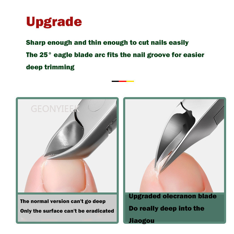 Professzionális lábujj körömvágó vágó benőtt köröm eszköz Thick Nails Elhalt bőr szennyeződés eltávolító Super Sharp ívelt pengéjű köröm eszköz